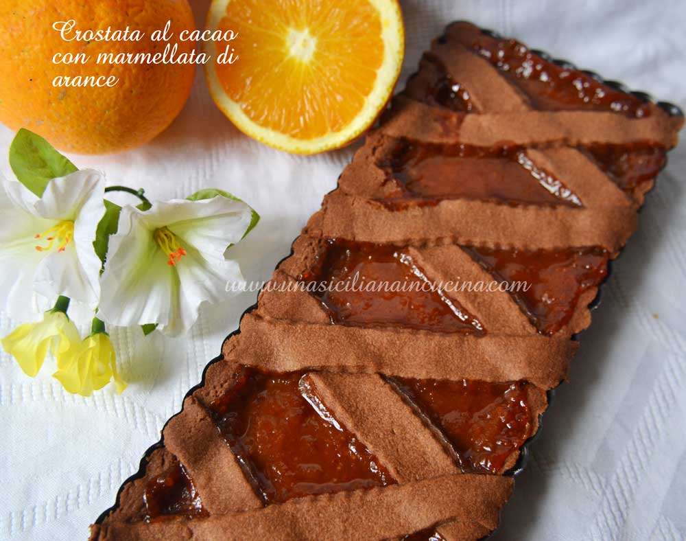 Crostata al cacao con marmellata di arance 