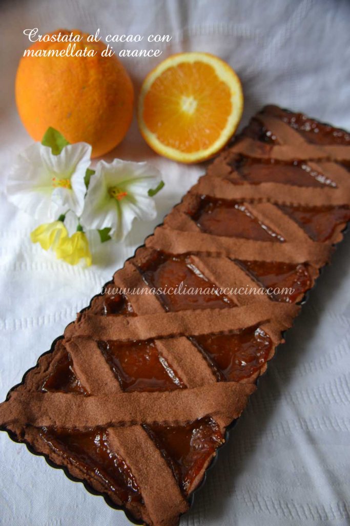 Crostata al cacao con marmellata di arance 
