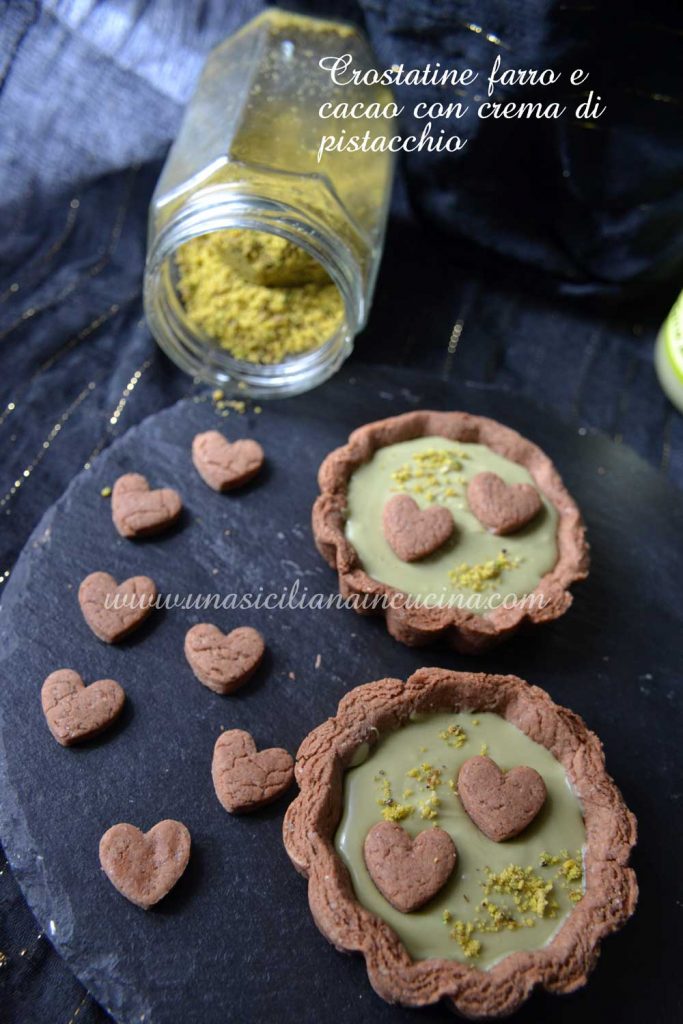 Crostatine farro cacao e pistacchio