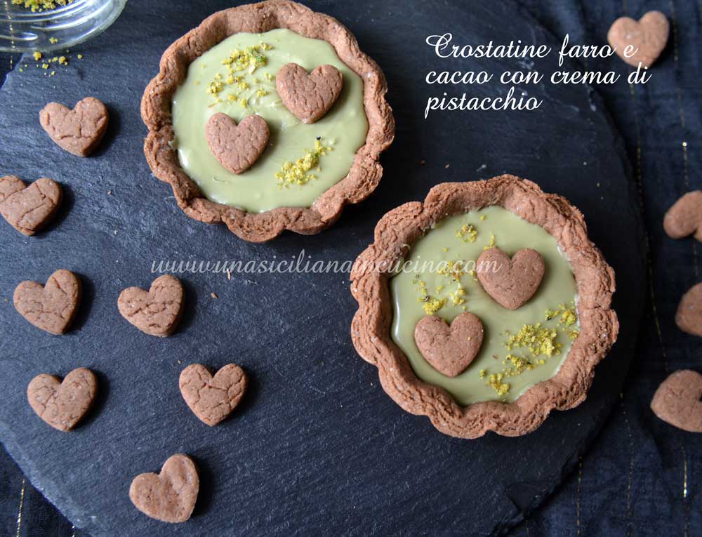 Crostatine farro cacao e pistacchio