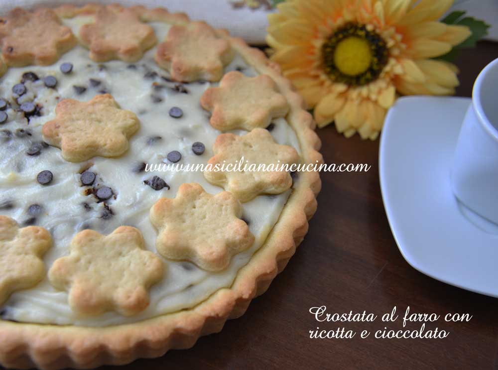 Crostata al farro ricotta e cioccolato senza zucchero