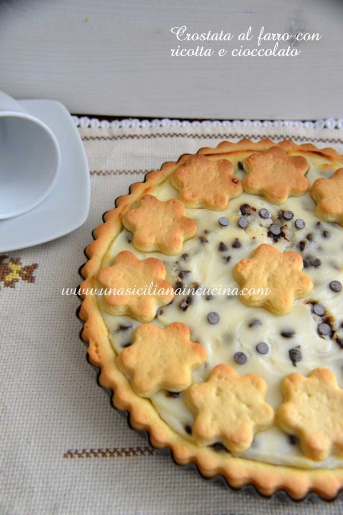 Crostata al farro ricotta e cioccolato senza zucchero