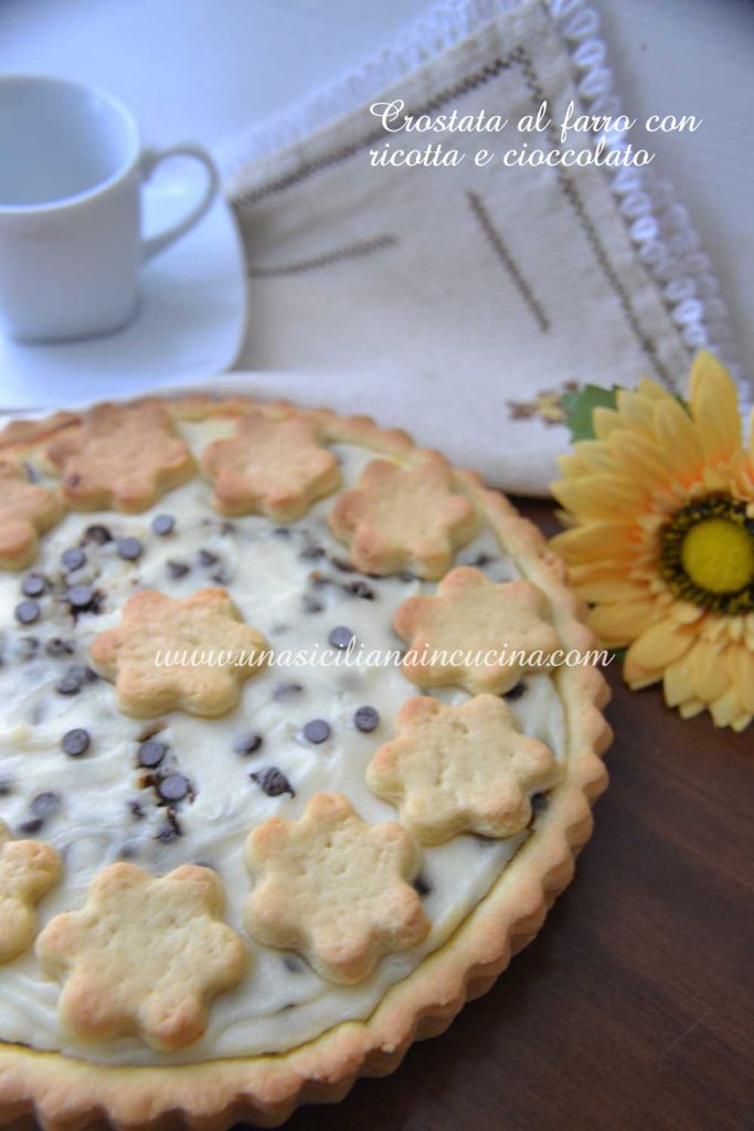 Crostata al farro ricotta e cioccolato senza zucchero